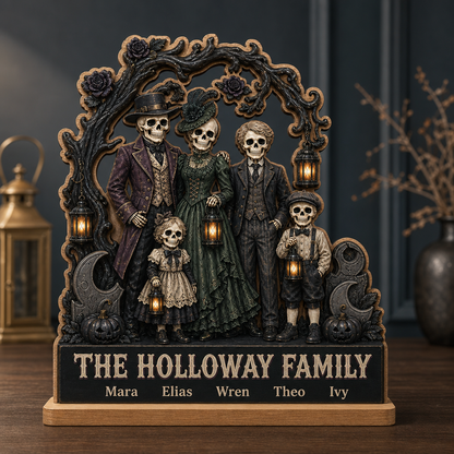 The Holloway Family – Personalized 2-Layer Standing Wooden Plaque – Halloween Gift hero-6a7d35d09fba619e2a4e4612.png