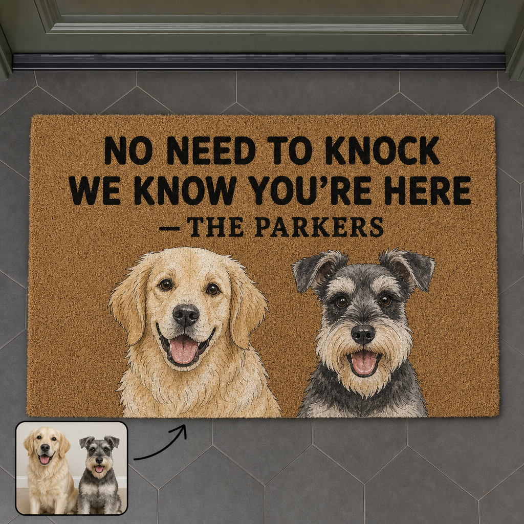 No Need to Knock – Personalized Photo Doormat – Dog Lover Gift hero-6a7d6850dfa8a8ae8f900b16.png
