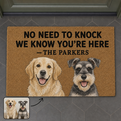 No Need to Knock – Personalized Photo Doormat – Dog Lover Gift hero-6a7d6850dfa8a8ae8f900b16.png