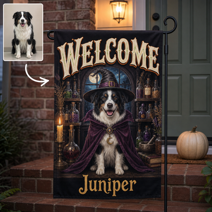 WELCOME Juniper – Personalized Photo Flag – Halloween Gift hero-6a7d6933dfa8a8ae8f900b26.png