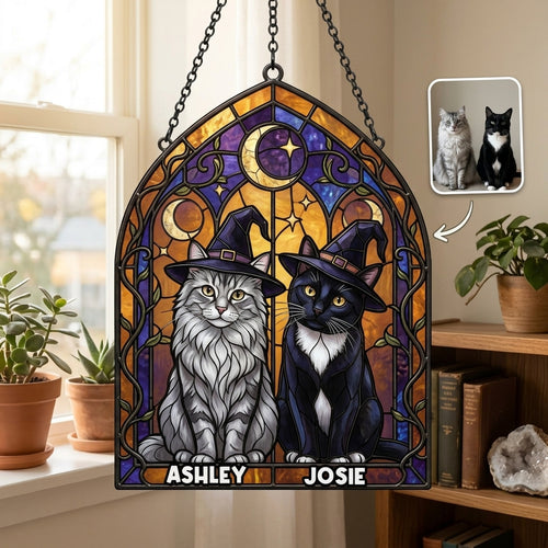 Personalized Halloween Cat Suncatcher – Custom Two Cats Stained Glass Hanging Ornament hero-6a7d73bfcff2a2bb065d9257.jpg