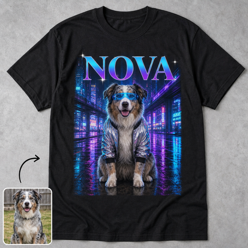 Personalized Cyberpunk Dog Portrait T-Shirt – Custom Pet Photo Neon City Shirt hero-6a7e73070d5d640ee79cd5ae.png