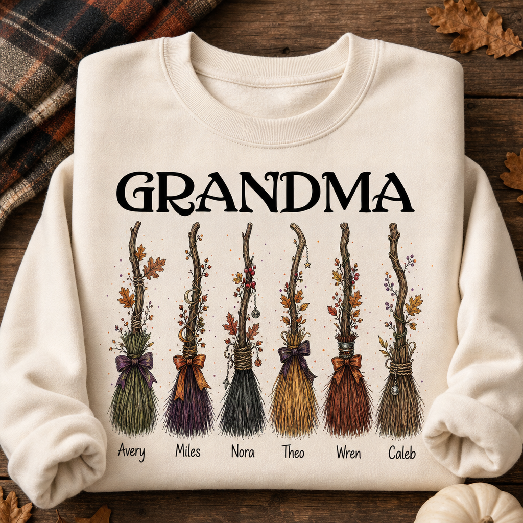Grandma’s Little Broomsticks – Personalized Grandkids Names Sweatshirt – Halloween Gift for Grandma hero-6a7e8dab538a3a63425f82dc.png