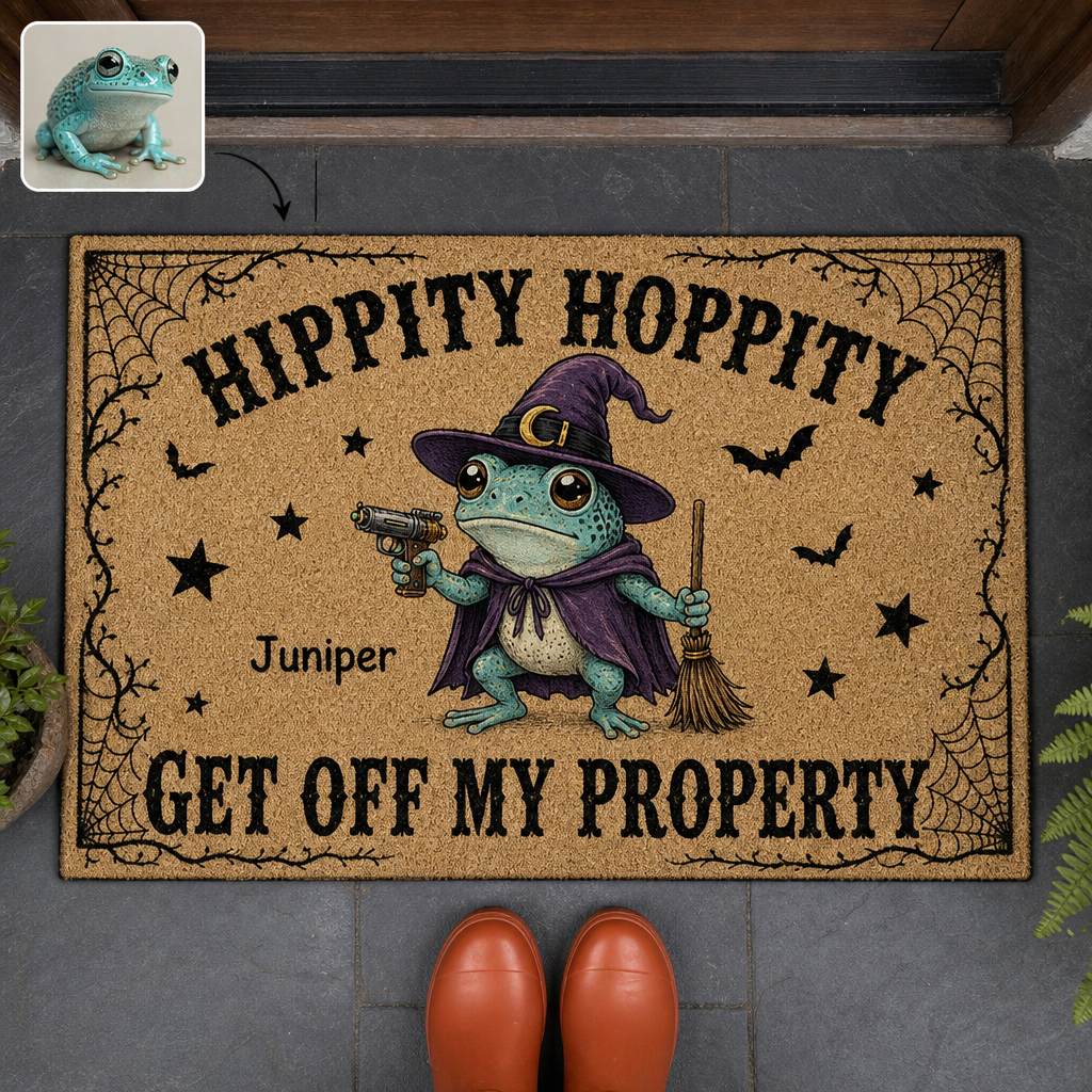 Hippity Hoppity – Personalized Photo Doormat – Halloween Gift hero-6a7ebd11499642cfece3a2ce.png