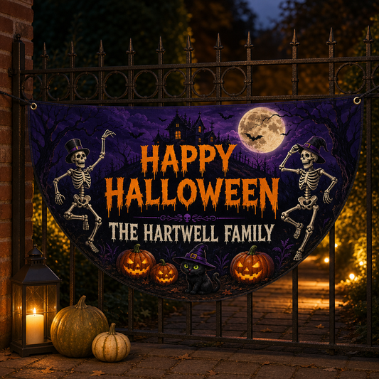 Skeleton, Pumpkin & Black Cat Outdoor Decor– Personalized Non-Pleated Fan Flag – Halloween Gift hero-6a7ebe78499642cfece3a2d8.png