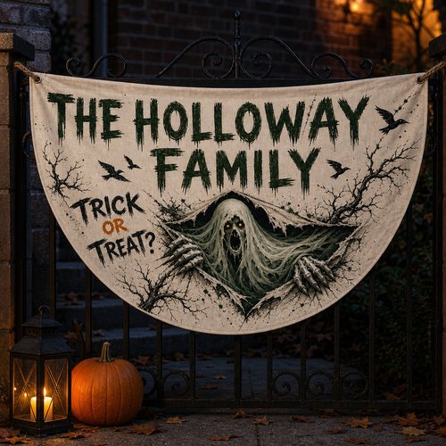 Personalized Family Name Halloween Banner - Spooky Outdoor Trick or Treat Decor - Halloween Gift hero-6a7ebf4c499642cfece3a2de.png