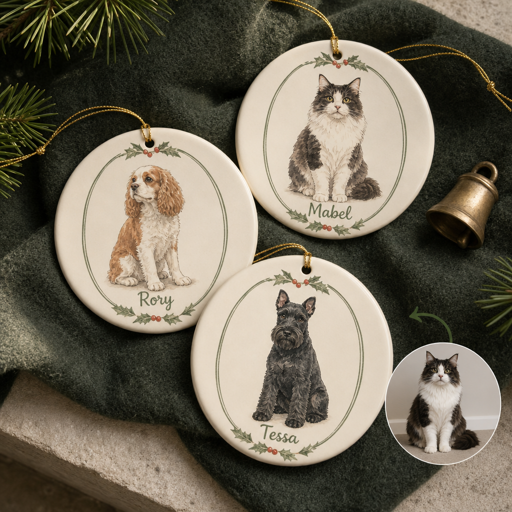 Custom Pet Portrait Ornament from Photo – Personalized Dog & Cat Name Keepsake hero-6a7fc358bdcdc7721a749753.png