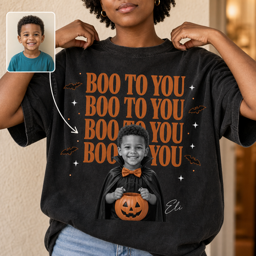 Boo to You – Personalized Photo Comfort Color TShirt – Halloween Gift For Family, Friends hero-6a7fd50ffd40fb5b28c5f23c.png