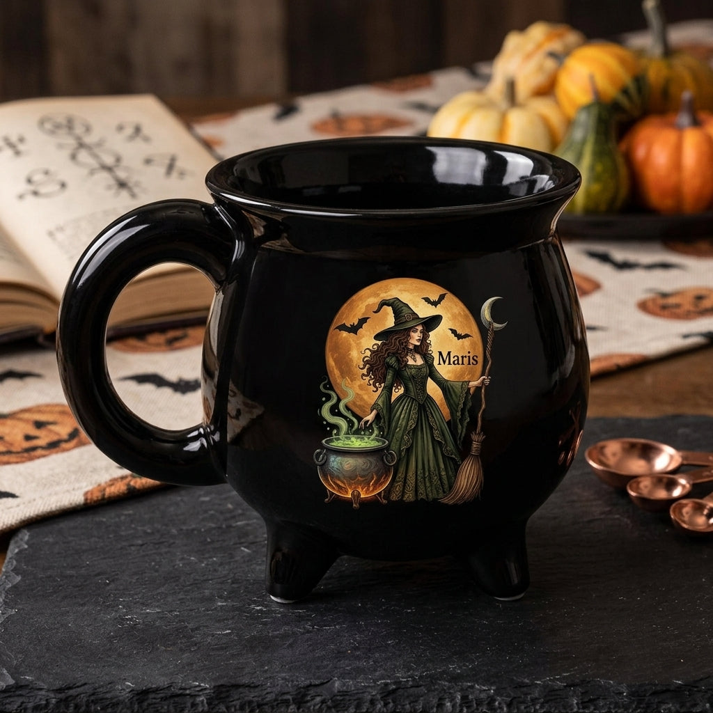 Personalized Halloween Black Ceramic Witch Mug - Custom Name, Spooky Halloween Gift hero-6a7fd97a5275944cfb45bfcb.jpg
