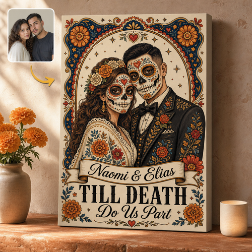 TILL DEATH Do Us Part – Personalized Photo Canvas – Halloween Gift, Gift For Couple, Wedding hero-6a81ddf93fd59c05f8535696.png