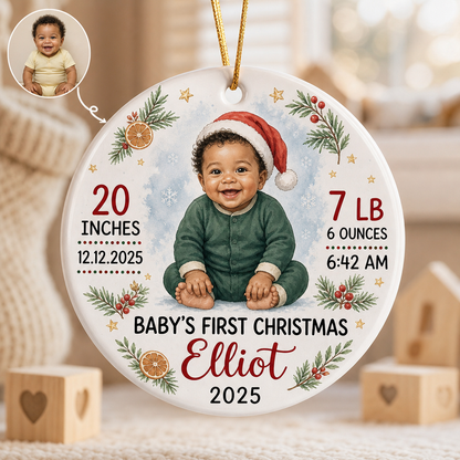 Baby's First Christmas – Personalized Photo Ornament – Christmas Gift For Son, Daughter, Baby hero-6a81e0f48a8da44192a21aca.png