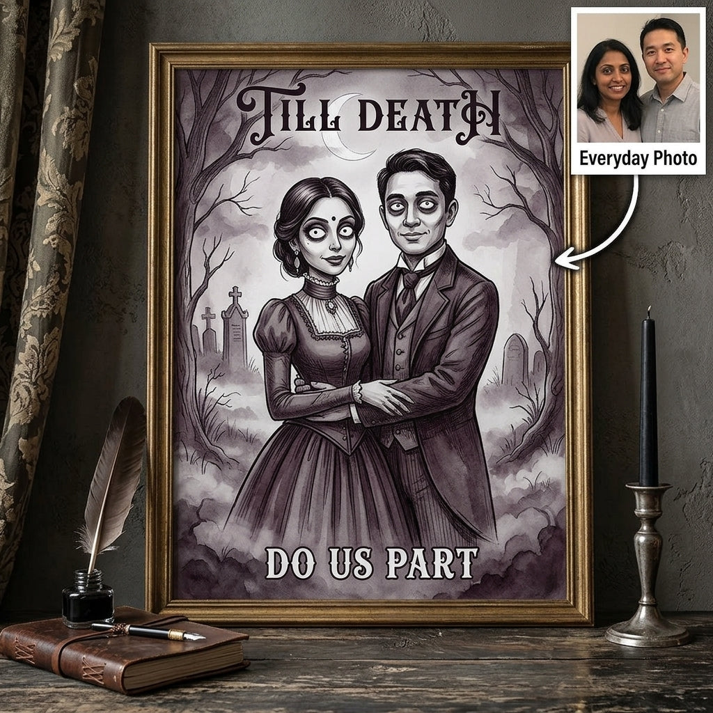 Till Death Do Us Part – Personalized Photo Canvas – Halloween Gift For Couple, Anniversary Gift hero-6a81e1c38a8da44192a21ad2.jpg
