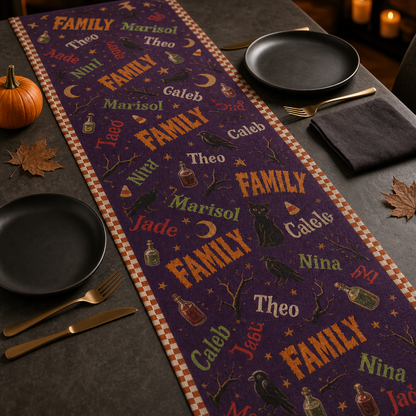 Custom Family Name Halloween Theme – Personalized Table Runner – Halloween Gift For Family hero-6a8287f66360ea027e4eadfc.png