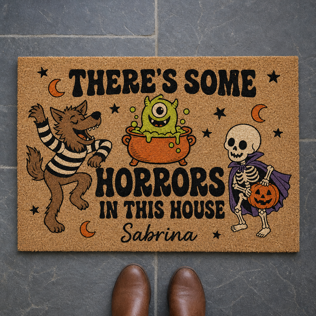 Theres Some Horrors in This House - Personalized Funny Halloween Doormat – Halloween Gift For Family, Friends hero-6a828b6b6360ea027e4eae0a.png
