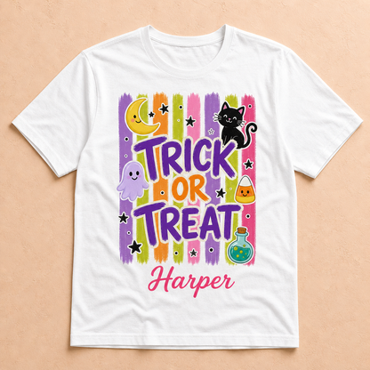 Trick or Treat – Personalized T-shirt – Halloween Gift For Friends, Family hero-6a828bd26360ea027e4eae0e.png