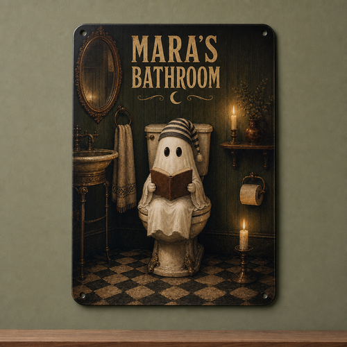Ghost Theme – Personalized Bathroom Metal Sign – Halloween Gift For Friends, Family hero-6a828c136360ea027e4eae10.png