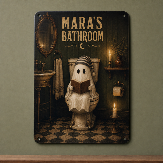 Ghost Theme – Personalized Bathroom Metal Sign – Halloween Gift For Friends, Family hero-6a828c136360ea027e4eae10.png