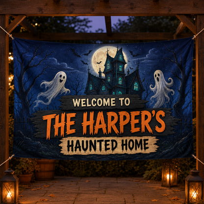 Welcome To Haunted Home – Personalized Family Flag – Halloween Gift hero-6a82ac8a26116d4dab8ddfc2.png