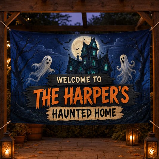 Welcome To Haunted Home – Personalized Family Flag – Halloween Gift hero-6a82ac8a26116d4dab8ddfc2.png