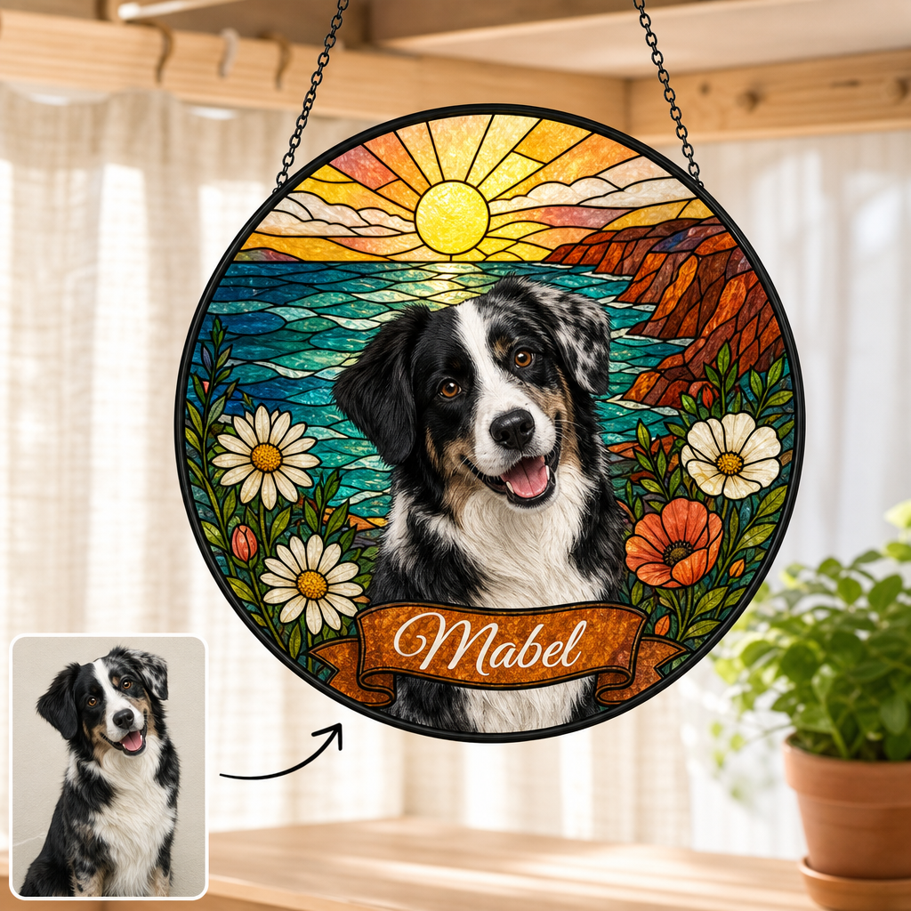 Mabel – Personalized Photo Suncatcher Stained Glass – Dog Lover Gift hero-6a840677813d80caa0d8d9a1.png