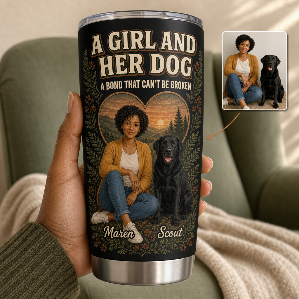 A Girl And – Personalized Photo Tumbler – Dog Lover Gift hero-6a865ba72614ea18e0129dd3.png