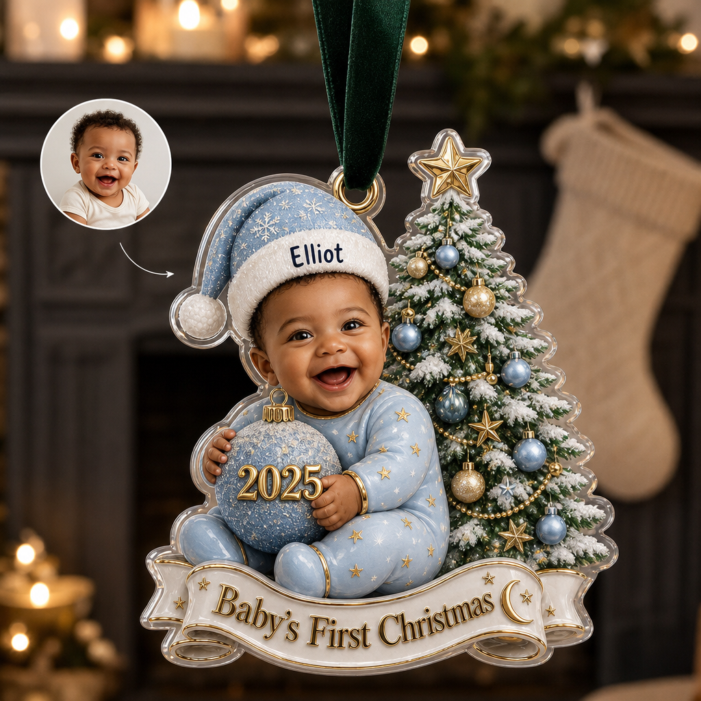 Baby’s First Christmas – Personalized Photo Shape Ornament – Special Christmas Gift hero-6a865bde2614ea18e0129dd7.png