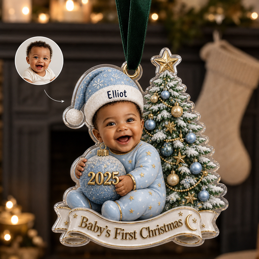 Baby’s First Christmas – Personalized Photo Shape Ornament – Special Christmas Gift hero-6a865bde2614ea18e0129dd7.png