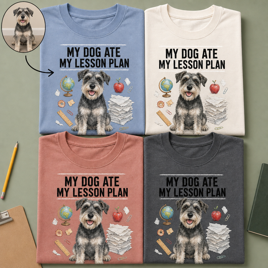 My Dog Ate My Lesson Plan – Personalized Photo T-shirt – Dog Lover Gift hero-6a865c392614ea18e0129ddd.png