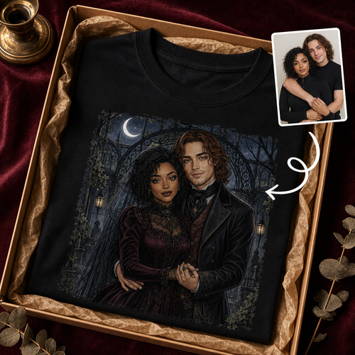 Custom Gothic Couple Portrait Shirt – Personalized Photo Halloween Couple Gift, Anniversary Gift for Her & Him hero-6a866148c81da78f1494302e.png