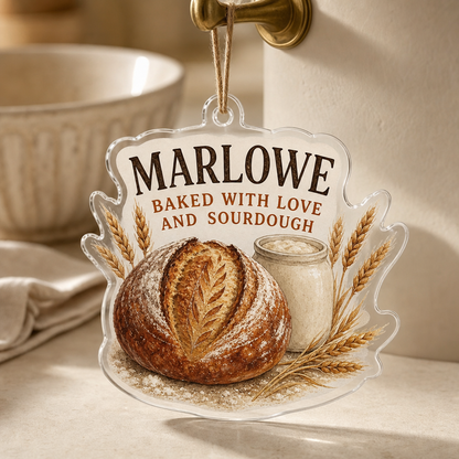 Baked with Love and Sourdough – Personalized Shape Ornament – Christmas Gift For Friends, Hers hero-6a866260c81da78f1494303a.png