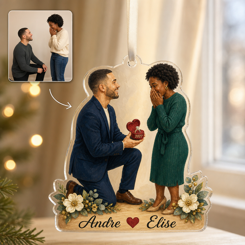 Personalized Proposal Couple Shape Ornament – Custom Engagement Keepsake, Christmas Gift for Newly Engaged Couple hero-6a86680d184038a4638fc363.png