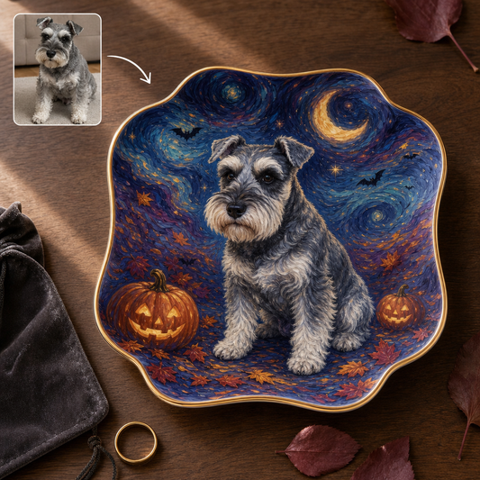 Custom Halloween Pet Trinket Tray from Photo – Personalized Starry Night Dog Ceramic Dish hero-6a86858bb1e1bb455cf48bce.png