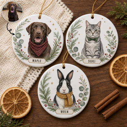 Custom Watercolor Pet Ornament from Photo – Personalized Dog, Cat & Bunny Name Christmas Gift hero-6a8687c218f61dad45c24269.png