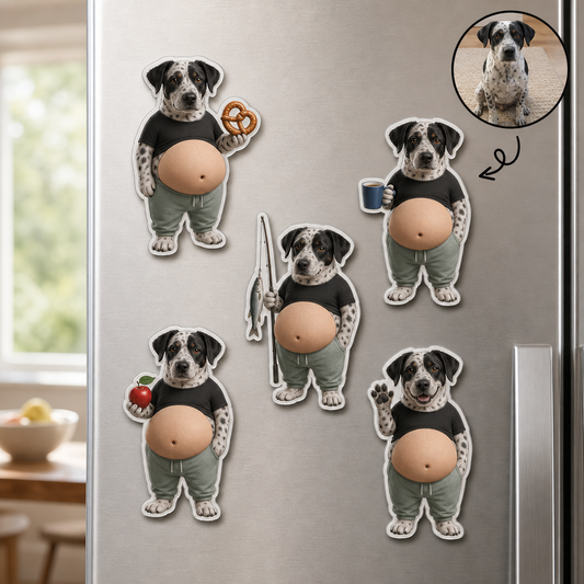 Custom Funny Dad Bod Pet Magnet from Photo – Personalized Dog Fridge Magnet Set hero-6a8687e518f61dad45c2426b.png
