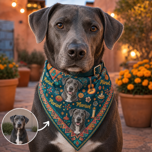 Custom Pet Photo Bandana with Name – Personalized Dia de los Muertos Dog Bandana hero-6a86aaa333431fdc1533947b.png