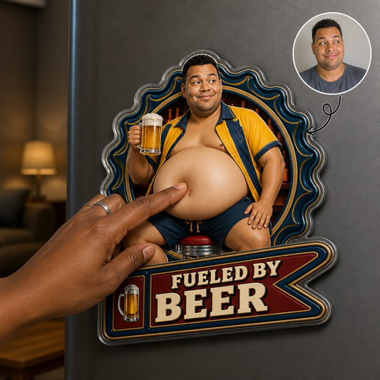 Fueled by Beer – Personalized Photo Acrylic Refrigerator Magnet - Soft Rubber Belly hero-6a86c71f659260e0e4907a38.png