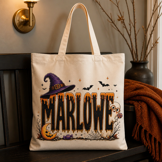 Personalized Halloween Name Tote Bag – Custom Cute Ghost & Witch Trick-or-Treat Candy Bag hero-6a870e00a44b4072fc2e05a3.png