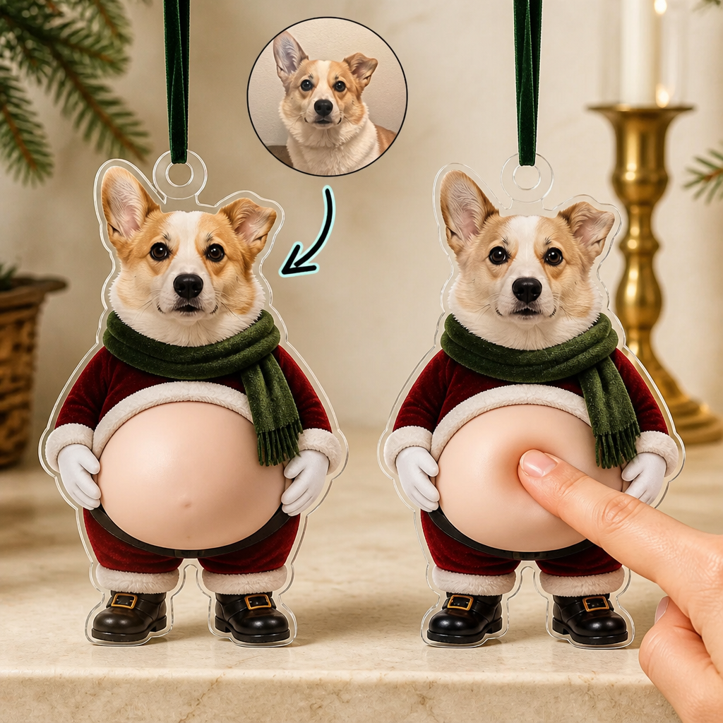 Custom Pet Photo Santa Belly Ornament – Funny Personalized Dog Squishy Belly Christmas Gift hero-6a8820edcdd89e2ca3f5ff83.png