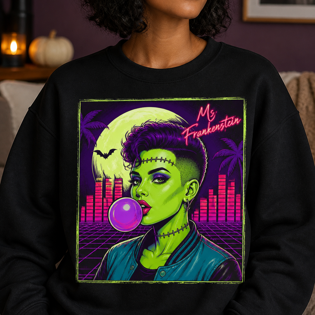 Retro Neon Monster Girl Sweatshirt – 80s Synthwave Halloween Horror Sweater, Vaporwave Spooky Season Shirt hero-6a8874cbca6052787d461278.png