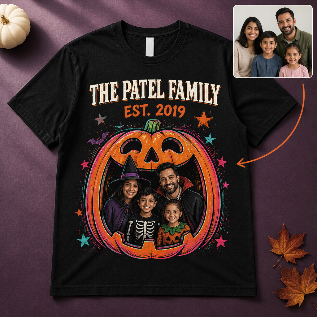 Personalized Family Halloween Photo T-Shirt – Custom Pumpkin Portrait Shirt, Matching Spooky Season Gift hero-6a88782eca6052787d461292.png