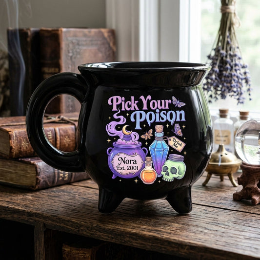 Pick Your Poison – Personalized Halloween Black Ceramic Witch Mug – Halloween Gift For Friends hero-6a8879ceca6052787d461298.jpg