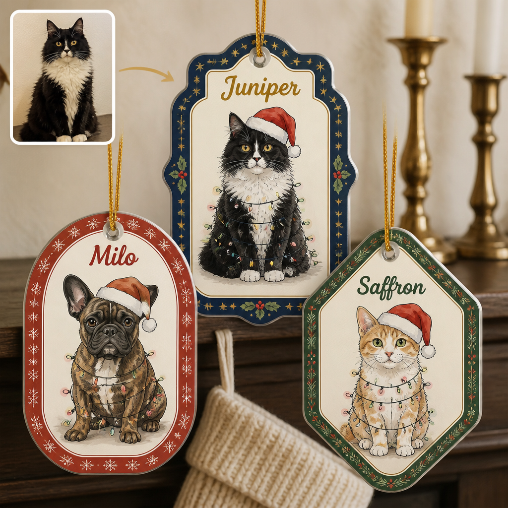Custom Pet Photo Acrylic Ornament with Name – Personalized Santa Hat Dog & Cat Christmas Gift hero-6a8bb4df5da330d88ff74145.png