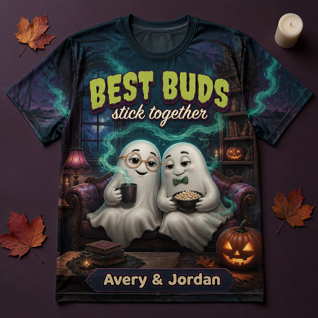 BEST BUDS stick together – Personalized T-Shirt - All over printed – Halloween Gift For Couple hero-6a8c2b029884ddb98fff8490.png