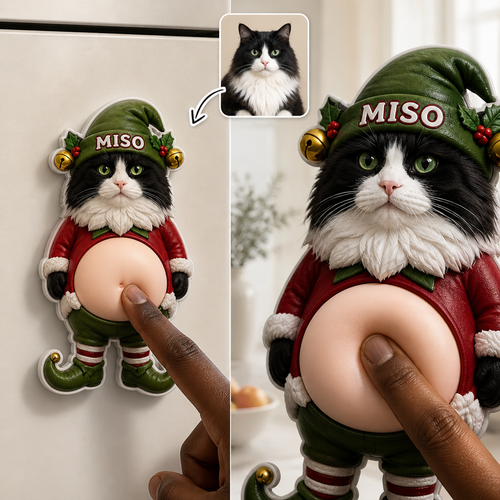 Custom Pet Photo Elf Belly Magnet with Name – Funny Personalized Cat Squishy Belly Christmas Gift hero-6a8d0385039bcba2fb24d2ce.png