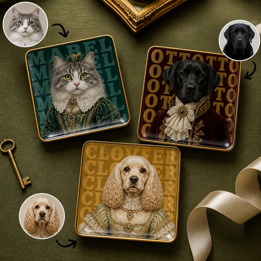 Custom Royal Pet Portrait Coaster from Photo – Personalized Renaissance Dog & Cat Name Gift hero-6a8d0396039bcba2fb24d2d0.png
