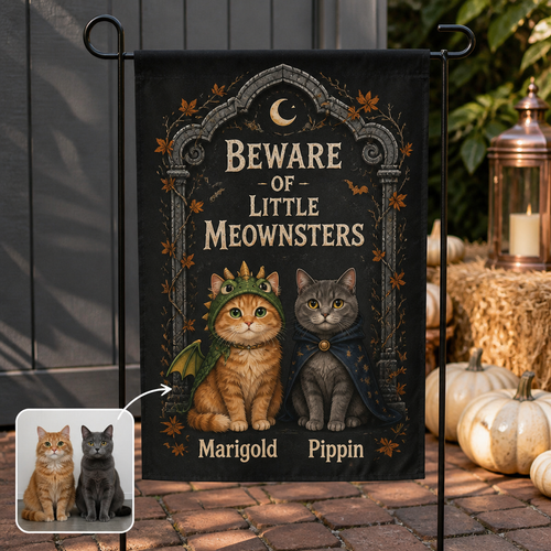 Beware of Little Meownsters – Personalized Photo Flag – Halloween Gift hero-6a8d06e0fc3bfdc4260bc5ee.png