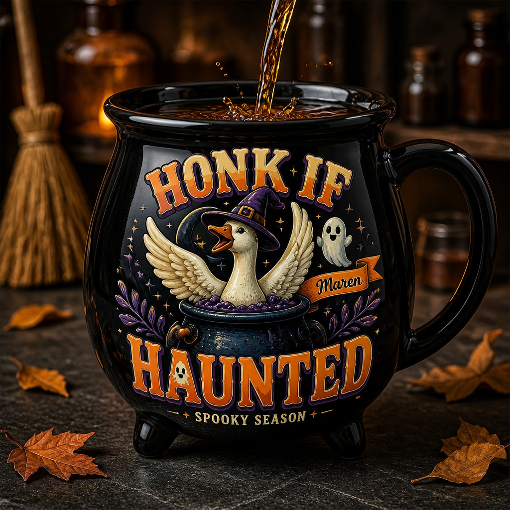 Honk If Haunted Spooky Season – Personalized Halloween Black Ceramic Witch Mug – Halloween Gift For Friends, Family hero-6a8d81be3eae2755fd829eee.png