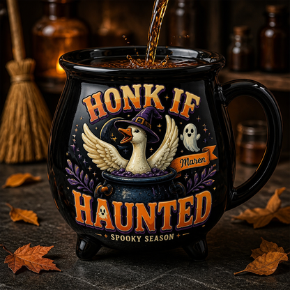 Honk If Haunted Spooky Season – Personalized Halloween Black Ceramic Witch Mug – Halloween Gift For Friends, Family hero-6a8d81be3eae2755fd829eee.png