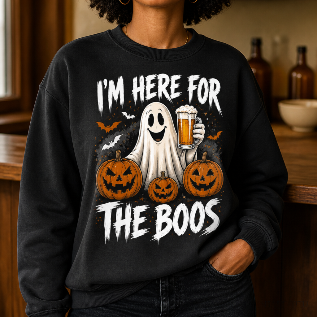 I'm Here for the Boos – Sweatshirt – Halloween Gift For Friends, Family hero-6a8d82a93eae2755fd829f04.png