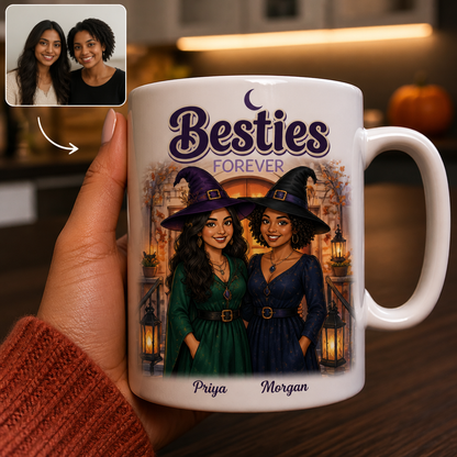 Besties FOREVER – Personalized Cartoon Style Photo Mug – Halloween Gift hero-6a8d848a3eae2755fd829f1e.png